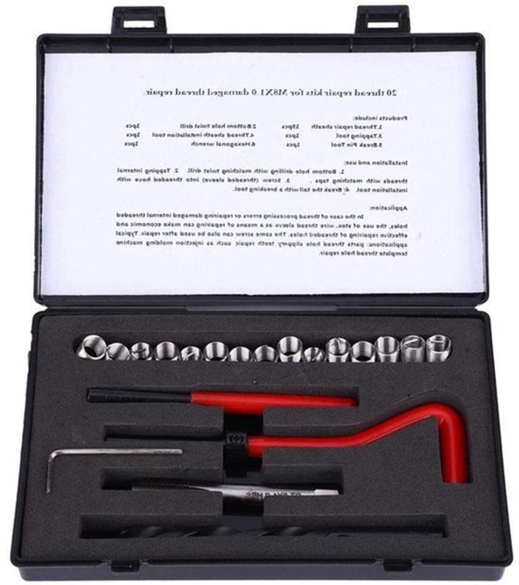 Schroefdraadreparatieset M8x1 roestvrij staal - Boorset voor binnendraad reparatie