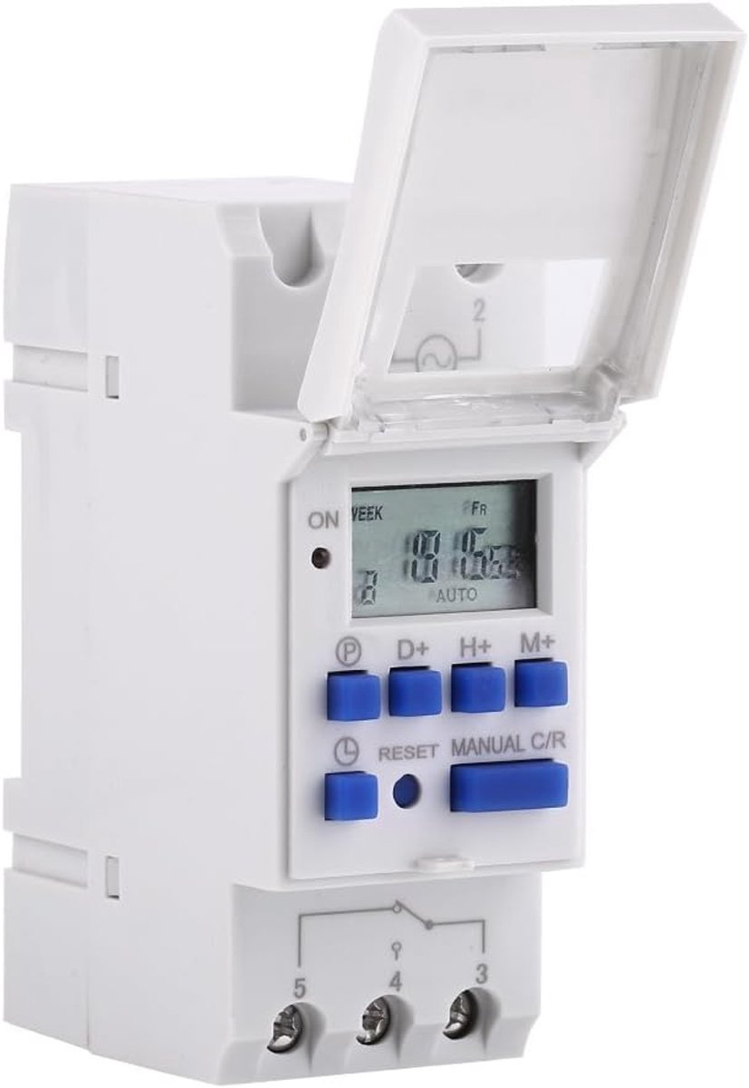SnelShoppen - Digitale Programmeerbare Timer - Wekelijkse Elektrische Tijdprogrammer - 220V - Voor Thuisgebruik, Keuken, Tuin en Camping - Betrouwbare