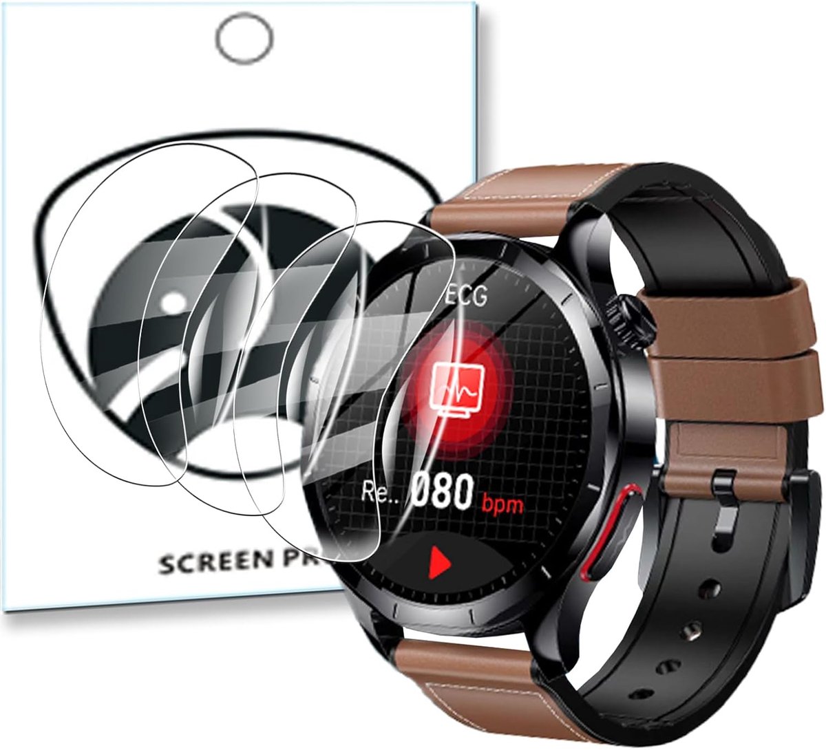 SnelShoppen - 3 Stuks Beschermfolie voor Smartwatch 1,43 Inch, Anti-Kras TPU Displaybeschermfolie, Volledige Dekking, HD Anti-Vingerafdruk voor Aegis