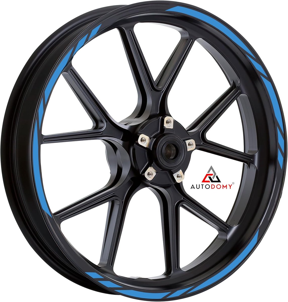 SnelShoppen - Motorfiets Velgstickers Set voor 2 Wielen 15" tot 19" Inch - Weer- & Oliebestendige Velg Decals - Licht Blauw Sportdesign