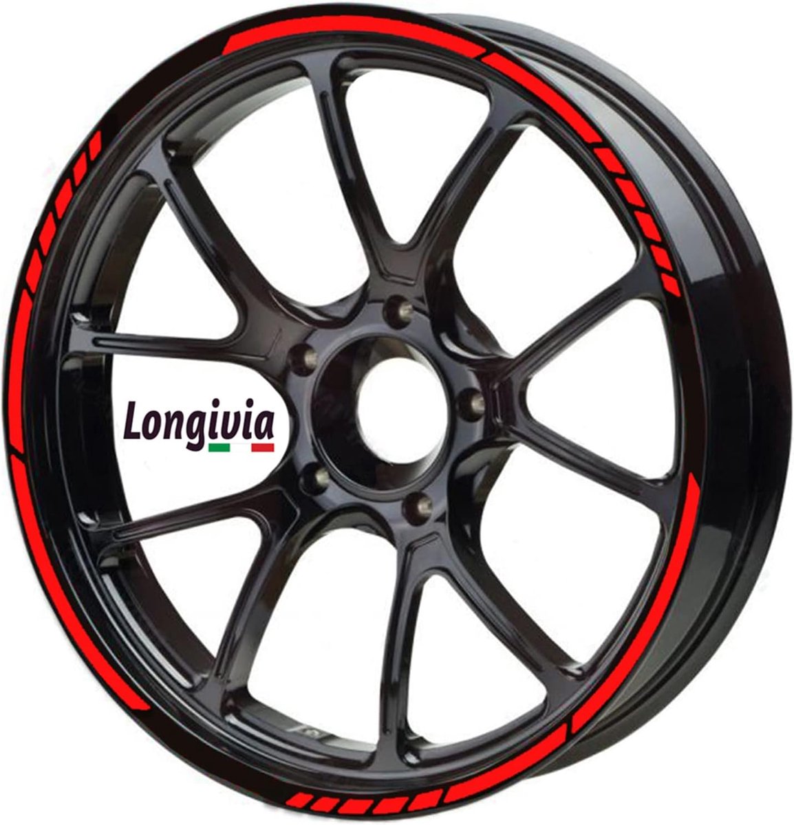 SnelShoppen - Rood Motorfiets Velgstickers Volledige Set 16 Stuks - Geschikt voor 15" tot 19" Inch Wielen - Sportdesign Vinyl Kleefstrip voor Motor, F