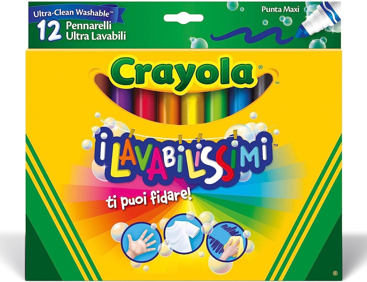 Thijox - 12 Ultra Washable Viltstiften Kegelpunt - Afwasbare Stiften in Diverse Kleuren voor Kinderen Vanaf 3 Jaar - Creatief Tekenen en Kleuren