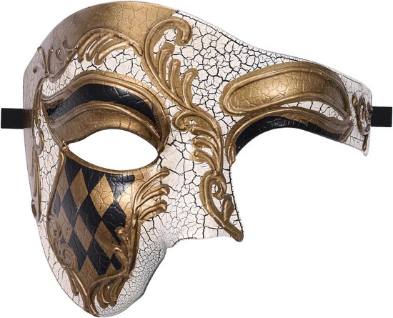 SnelShoppen - Venetiaans masker heren, retro halfmasker voor kostuum, maskerade Venetië oogmasker, vintage kunststof voor gemaskerd bal en theater, Ph