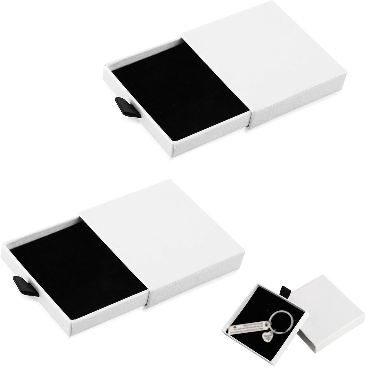 SnelShoppen - 2-delige sieraden cadeau doos, juwelenbox 8x7.5x1.8 cm, kleine sieradenbox met deksel voor armbanden, ringen, kettingen, luxe kraftpapie