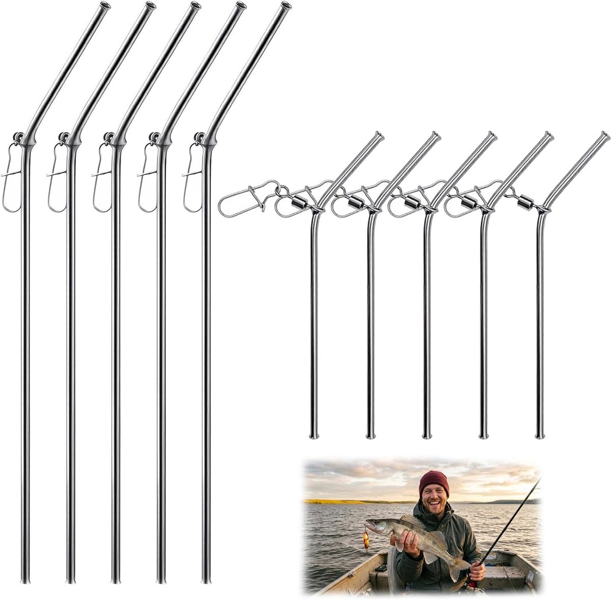 SnelShoppen - 10 Stuks Anti Tangle Tree Set voor Vissen, 9/12cm Metalen Anti-Wirl Accessoires, Curved Spacers Tubes voor Karper Feeder Vissen, Betrouw