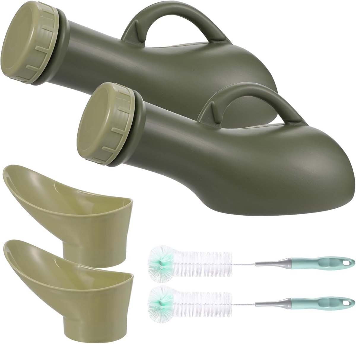 SnelShoppen - 2 x Urinefles voor Mannen - 1000 ml Draagbare Plastic Urine Collector met 2 Schoonmaakborstels voor Thuis, Auto, Camping en Onderweg - L
