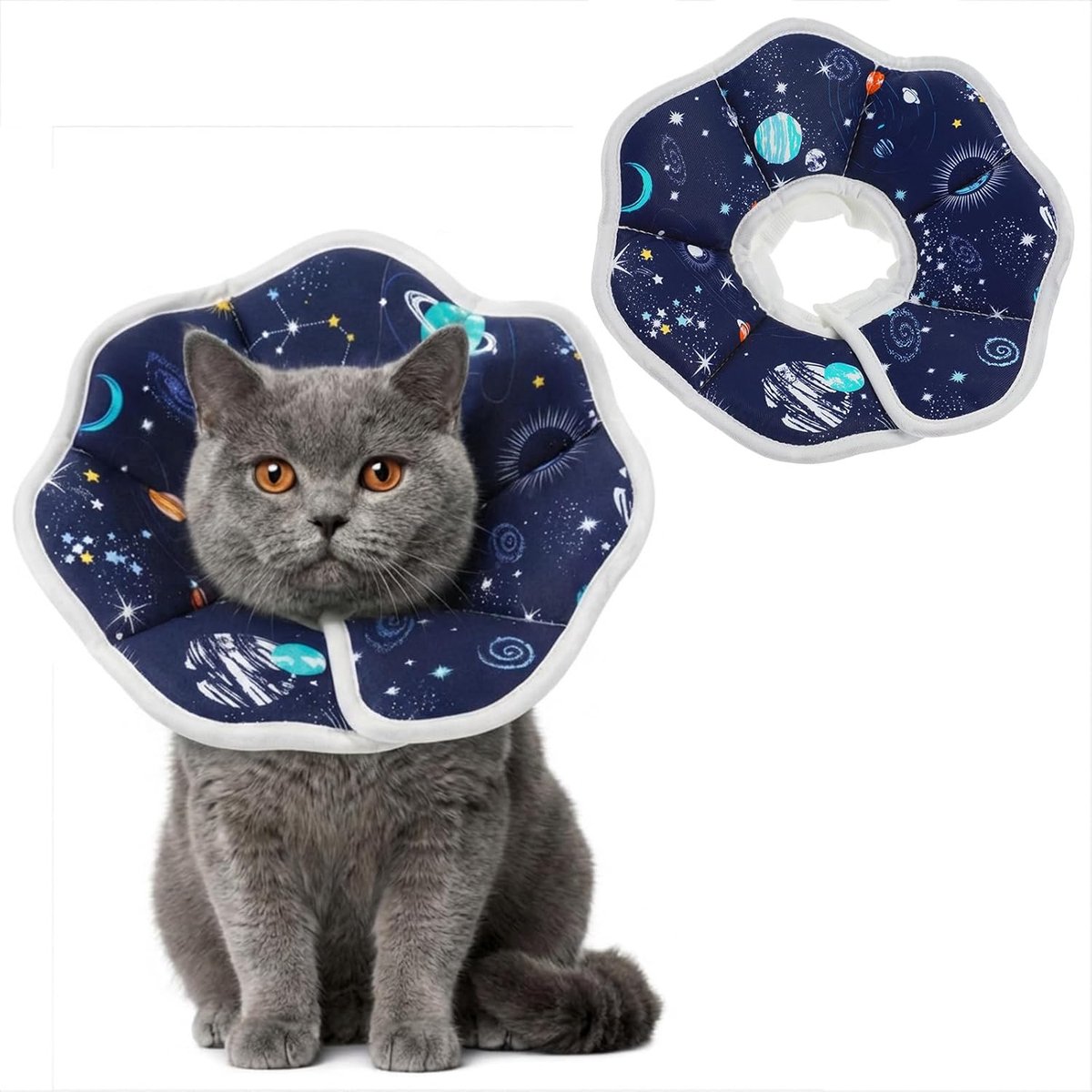 SnelShoppen - Kattenhalsband met Lekbescherming, Zacht, Waterdicht, Verstelbaar voor Kleine Katten en Honden (Maat M) - Ideaal voor Herstel na Operati