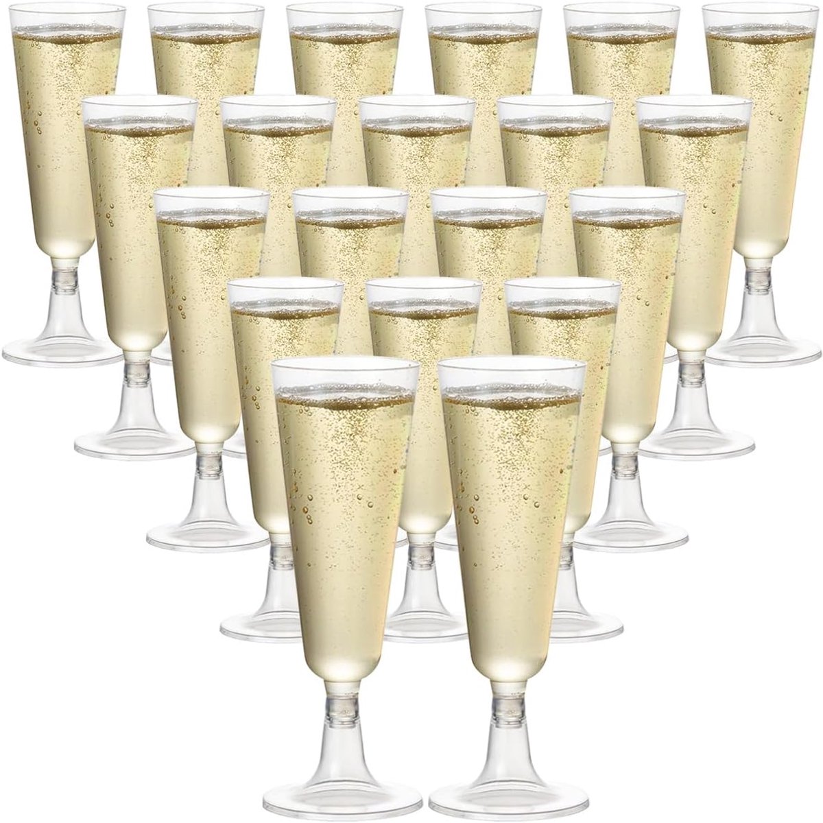SnelShoppen - Sfeervolle Plastic Champagneglazen 160 ml - Herbruikbare Cocktailglazen Pack van 20 - Transparante Glazen voor Feesten, Bruiloften, Verj