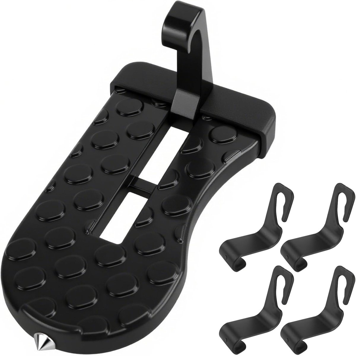 SnelShoppen - Car Door Stairs voor Daktoegang, Multifunctionele Auto Deurtrap met Veiligheidshamer, Vouwbare Draagbare Haak voor SUV, Truck, Max. 250k