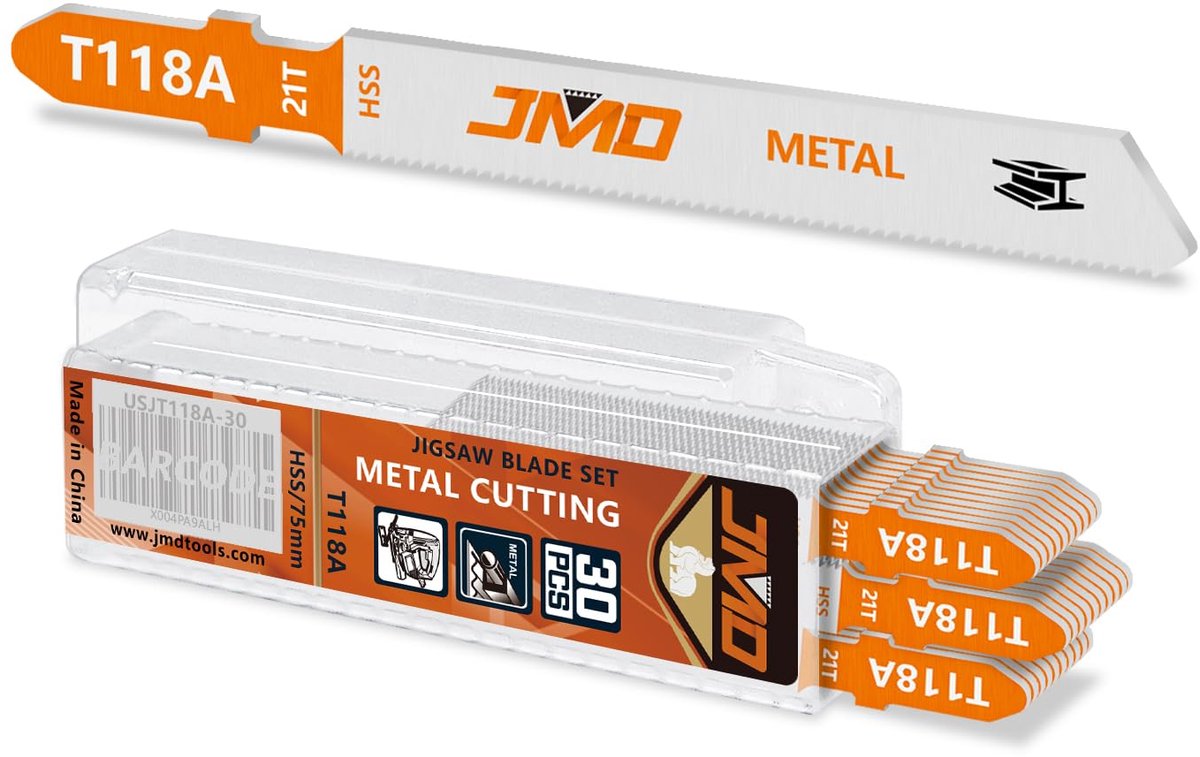 SnelShoppen - 30 Stuks Jigsaw Blades T118A voor Metaal - HSS Zaagbladen 75mm 21TPI - Perfect voor Dunne Plaatmetaal - Hoogwaardige Accessoires voor Ji