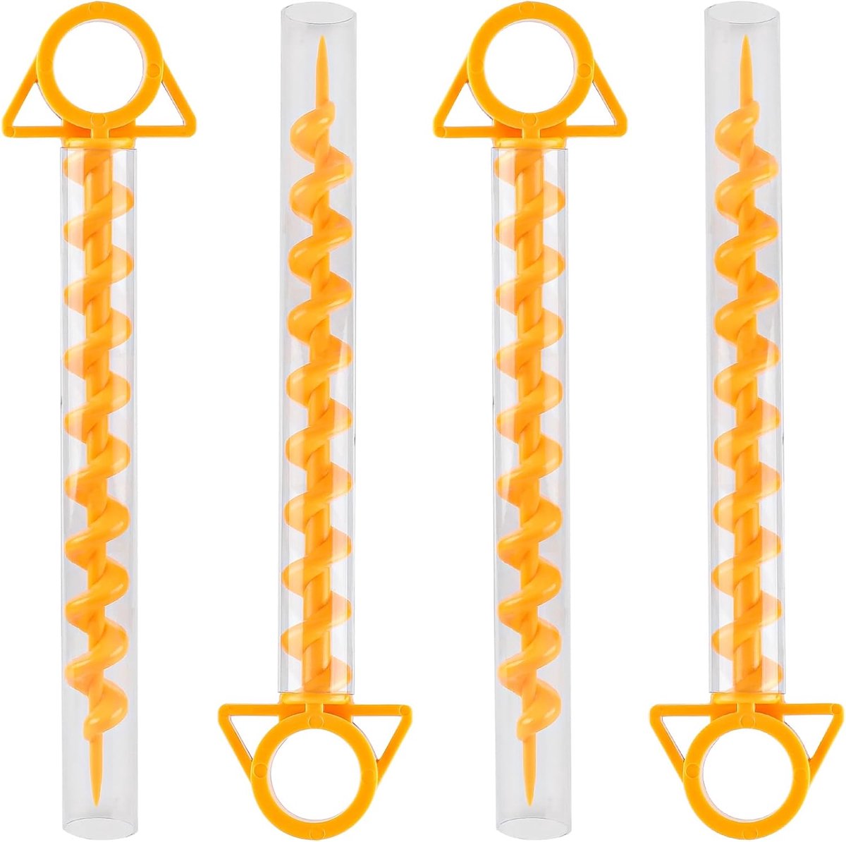 SnelShoppen - 4 Stuks Gevlochten Tentpennen 29cm met Transparante Plastic Tubes, Gele Strand Haringen voor Camping en Buitenactiviteiten