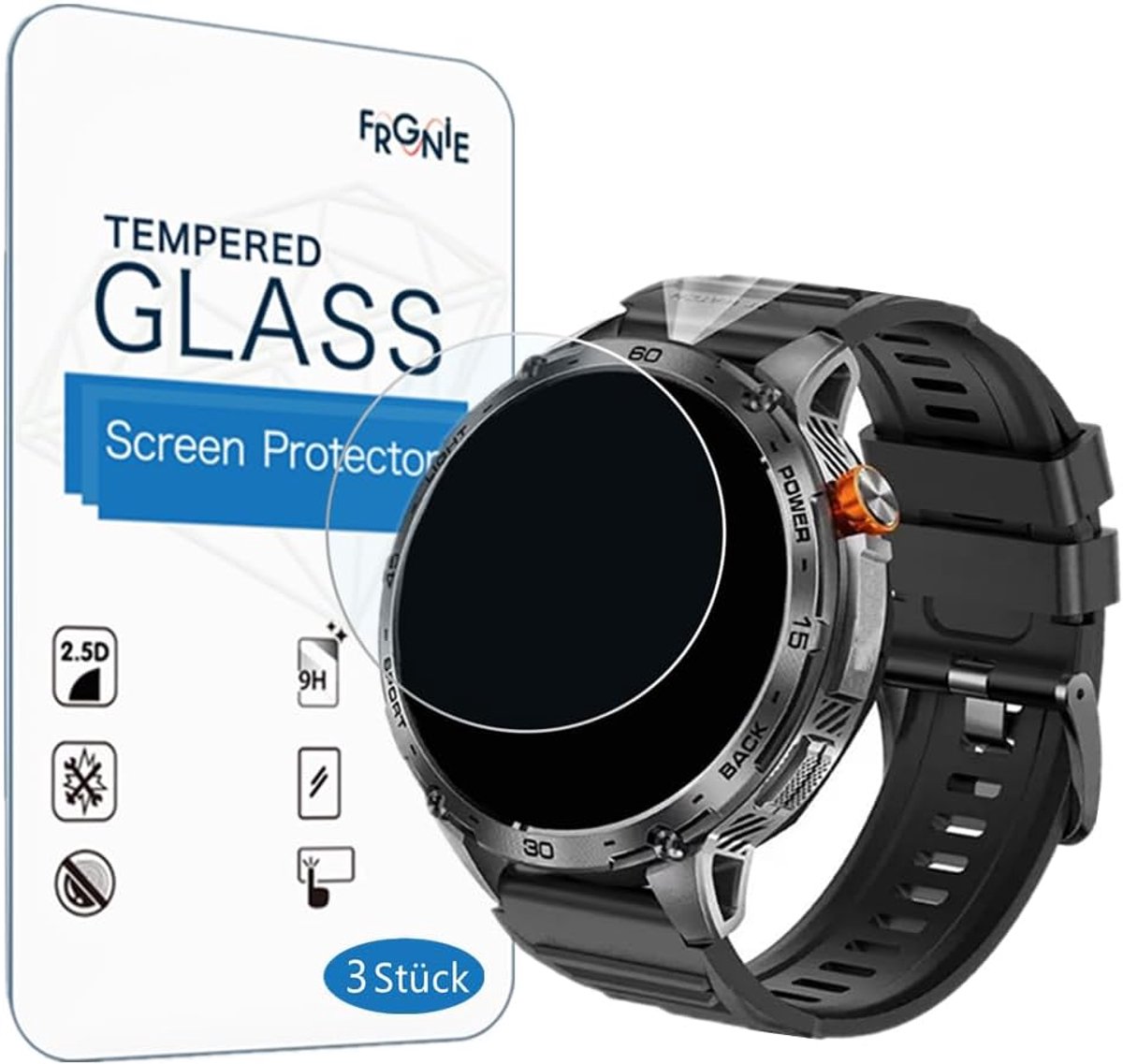 SnelShoppen - 3-Pack Beschermfolie voor 1.75 Inch Smartwatch - HD Glas Screen Protector - Schokbestendig - Krassen Bestendig - Eenvoudige Installatie
