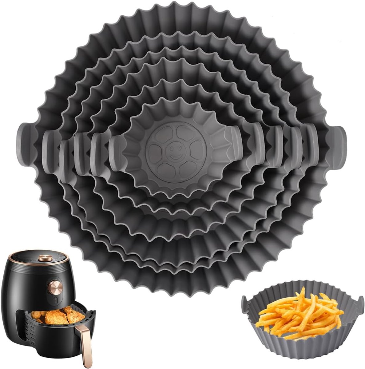 SnelShoppen - 6-delige Silicone Mallen voor Air Fryer, Herbruikbare Silicone Inzet voor Ovens en Magnetrons, Hoogwaardige Food Grade Silicone, Geschik