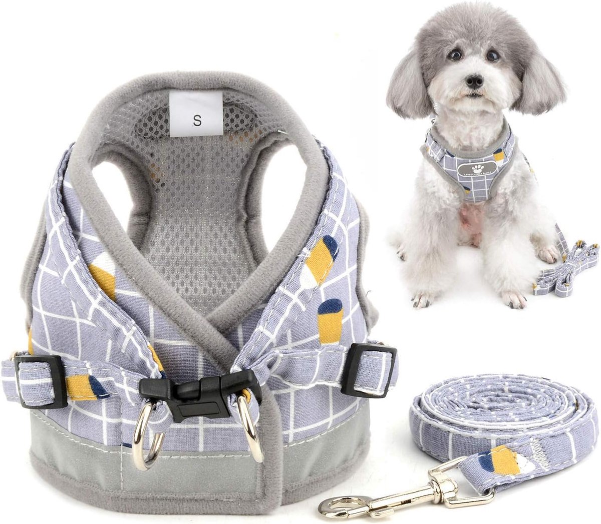 SnelShoppen - Zunea Hondenharnas met Leash Verstelbaar Reflecterend voor Chihuahua's, Mesh Gevoerd voor Ontsnapping Bescherming - Geschikt voor Puppy’
