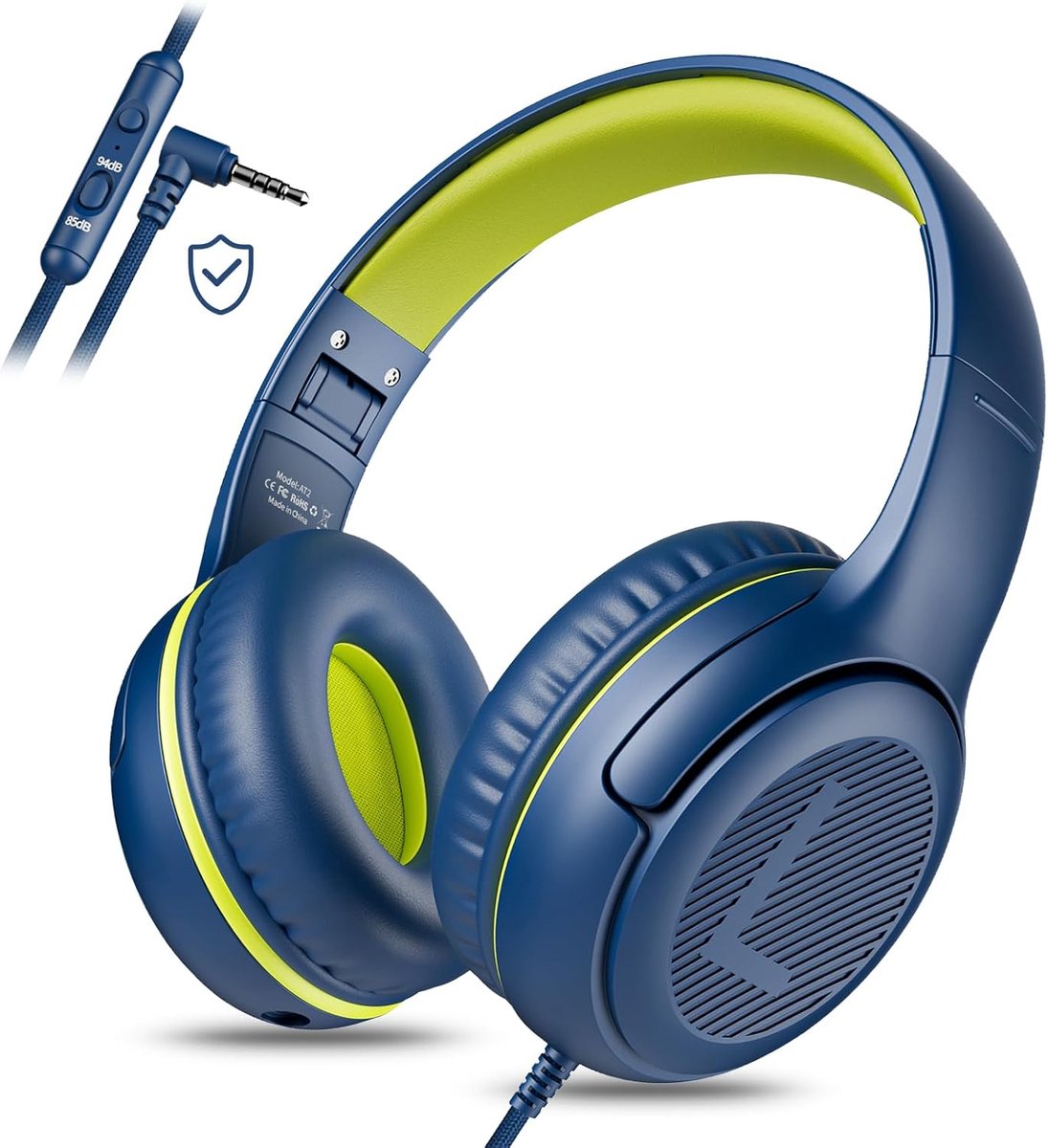SnelShoppen - Kids Headphones voor School - Draadgebonden Hoofdtelefoon met Microfoon - Veilig Volume Controle - Geschikt voor Kinderen 3+ Jaar - Blau