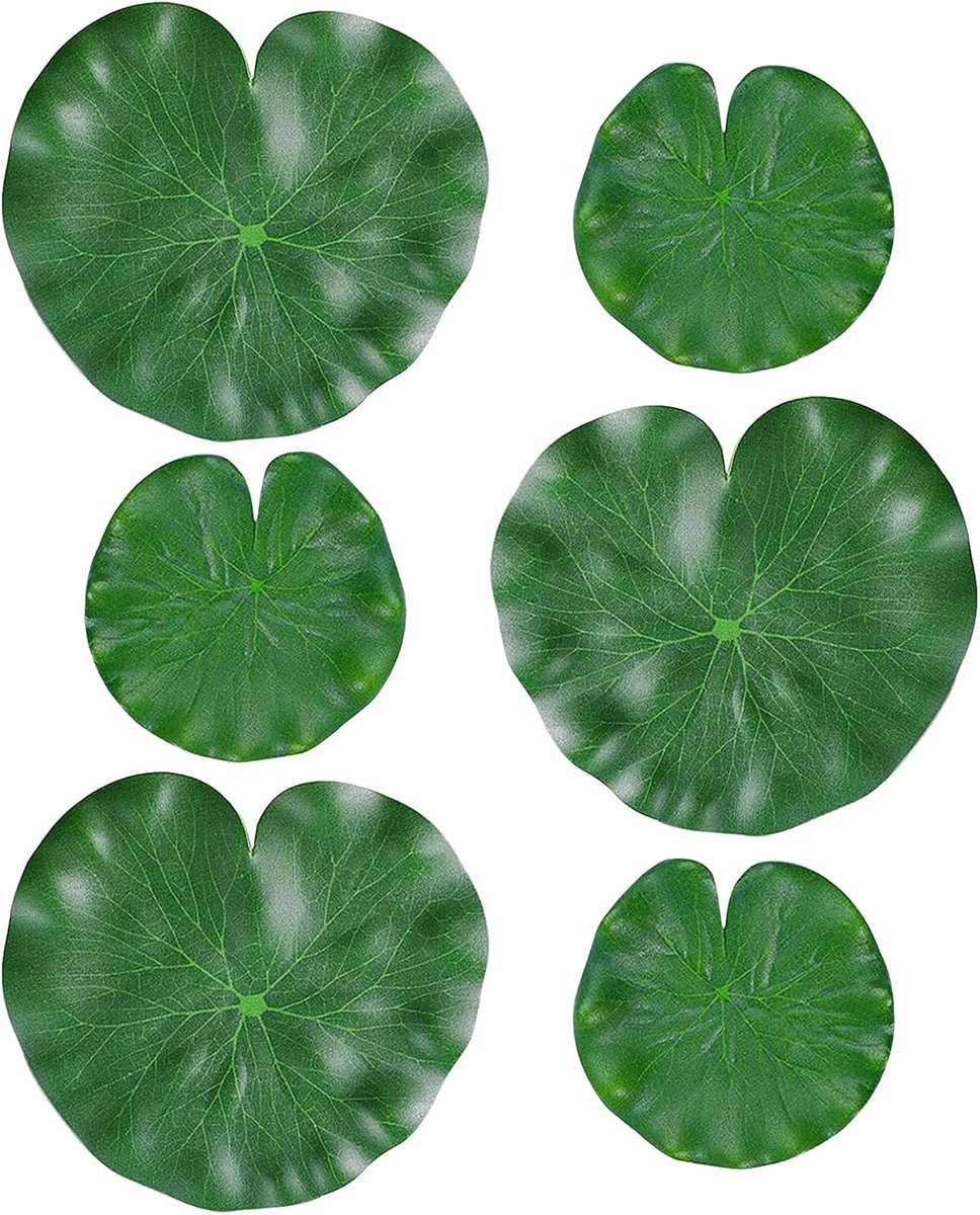 SnelShoppen - 6 Stuks Kunstmatige Lotusbladeren Set, Realistische Waterlelie Bladeren voor Vijver, Koi & Vissen, Decoratie voor Tuin en Patio, 15 cm &