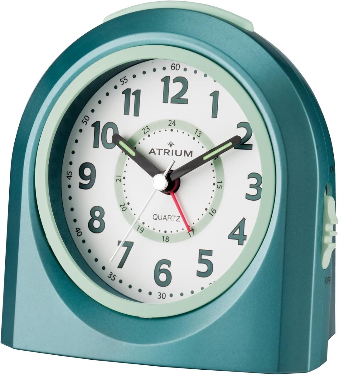 SnelShoppen - Kinderwekker, Analoge Quartz Alarmklok voor Jongens en Meisjes, Turquoise en Lichtblauw met Snooze en Verlichte Wijzers - Perfect voor B