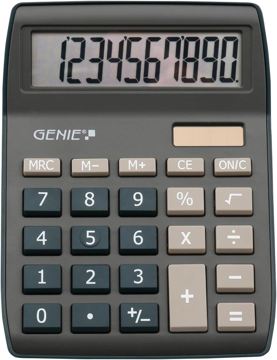 SnelShoppen - Calculator 10-Cijfer, Grote Gehoekte Display, Batterij en Zonne-energie, Compact en Gebruiksvriendelijk, Donkerblauw, Voor Thuis en Kant