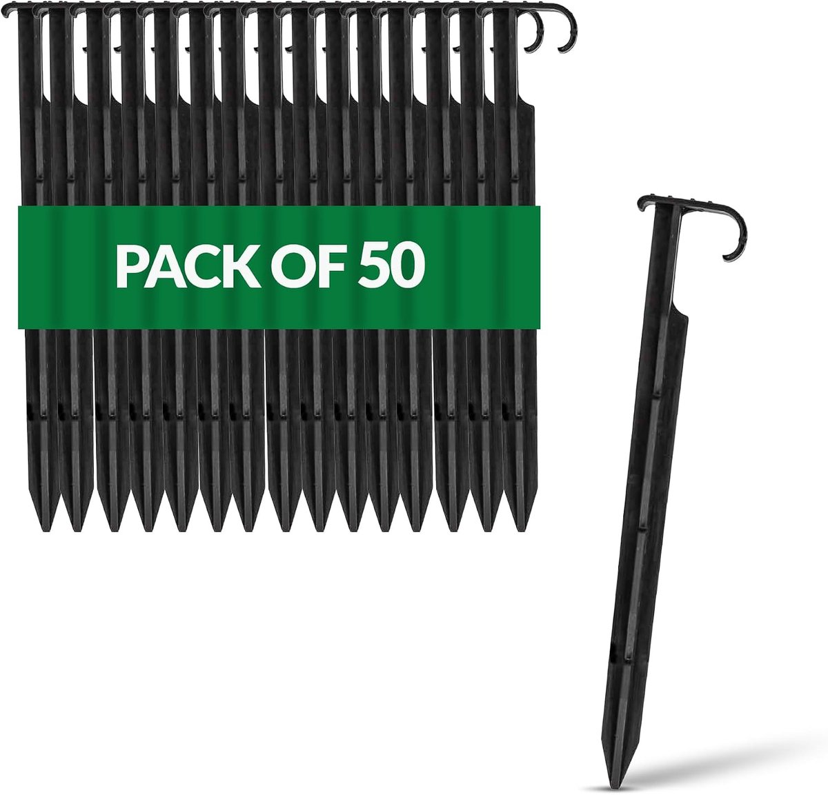 SnelShoppen - 50 Stuks AquaPIN Gartenschlauch Anker Bodenspies voor Tropfschlauch en Perlschlauch - Duurzaam Plastic, 180mm, Anti-Pull Mechanisme, Tui