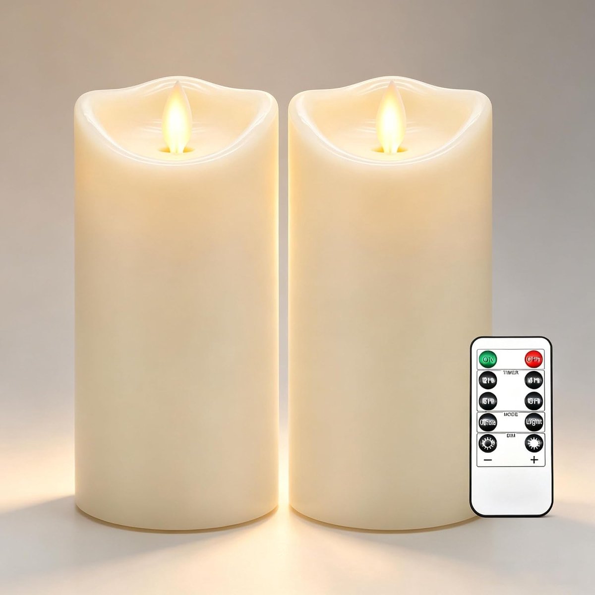 SnelShoppen - Waterproof LED Buitenkaarsen met Flitsfunctie en Afstandsbediening, Timer, Batterij, Ivoorkleurig Plastic, 8x15 cm, Set van 2, Perfect v