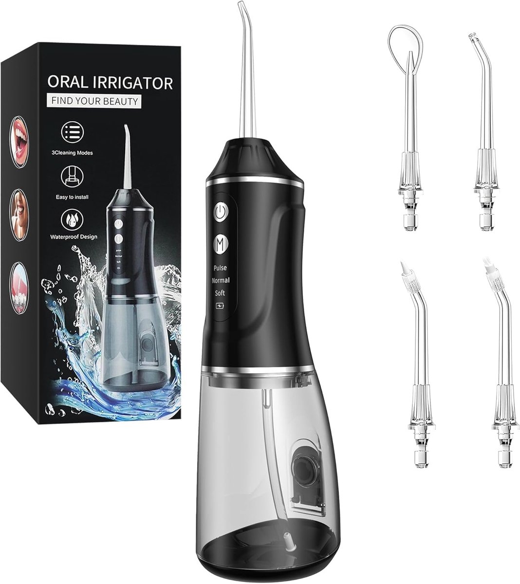 SnelShoppen - Draadloze Monddouche Waterflosser 380 ml, 3 Modi, IPX7 Waterdicht, USB Oplaadbaar, Ideaal voor Thuis en Reizen, Innovatieve Tandreinigin