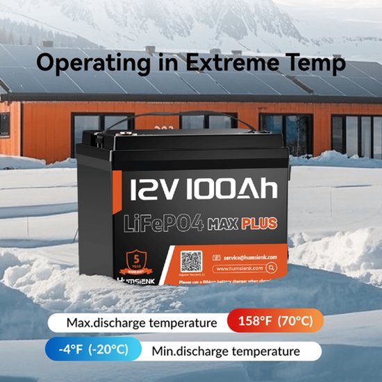 LiFePO4 Accu – Lithium Batterij – Camper Accu – Boot Accu – Zonne-energie Accu – 12V 100Ah – 1280Wh Capaciteit – 110A Continue Stroom