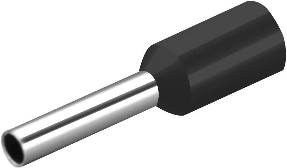 SnelShoppen - Kabel Eindkappen Ferrules, AWG18/1.0 mm², Koper, Crimpverbinding, Vinyl Isolatie, Zwart, 1000 Stuks, Voor Elektrische Installaties en Kl