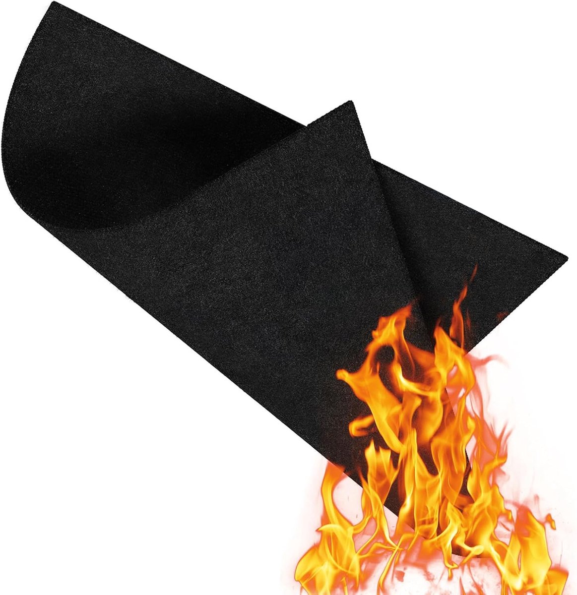 SnelShoppen - Fireproof Mat 30x30 cm, Brandwerende Mat voor Houtkachel, Grillmat, Hittebestendig tot 1200 °C, Zwart, Veiligheid voor Tuin en Keuken