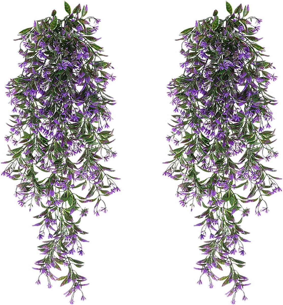 SnelShoppen - 2 Stuks Kunstplant Hangend Lila 78CM - Onderhoudsvrije Efeu voor Tuin, Feest, Kantoor en Woondecoratie