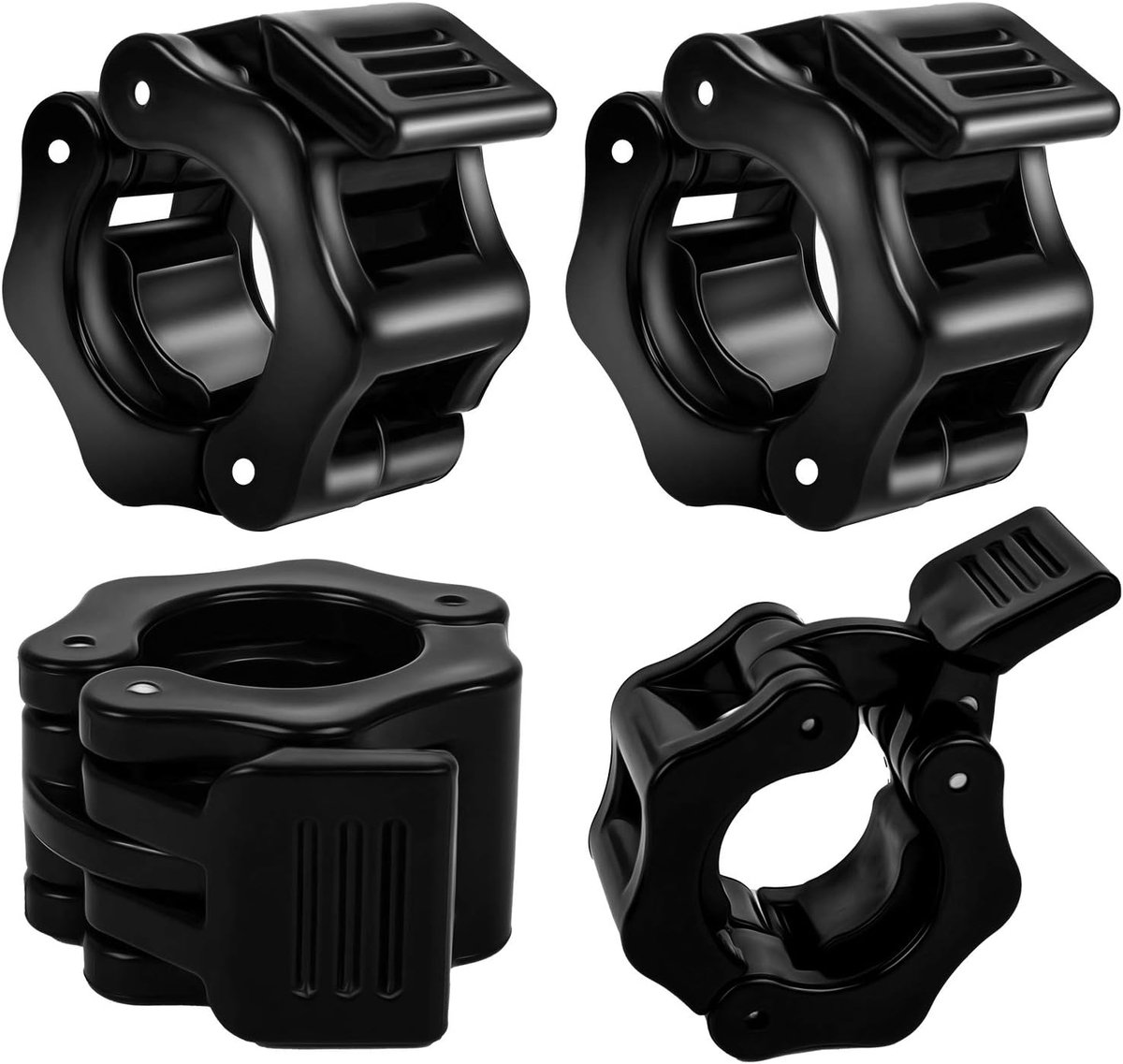 SnelShoppen - 4PCS Barbell Clamps Hondenhalsbanden Olympische Bar Clips 1 Inch Snelle Ontgrendeling Professionele Vergrendelingsklemmen Voor Fitness G