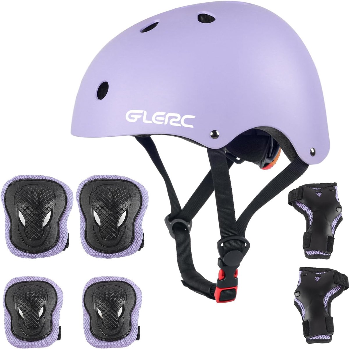 SnelShoppen - Kinderen Veiligheid Helm Knie Elleboog Bescherming Set voor Jongens Meisjes 3-8 Jaar Verstelbare Skateboard Helm Maat S Paars