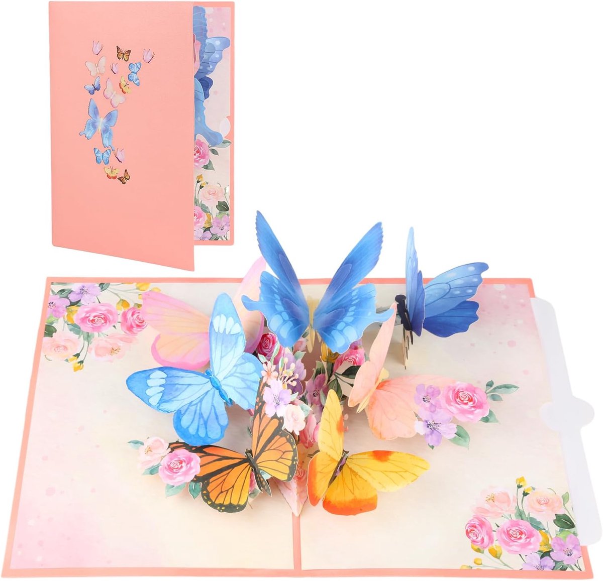 SnelShoppen - Pop-up 3D Wenskaart met Vlinders en Bloemen voor Vrouw, Vriendin, Moeder - Verjaardagskaart, Huwelijkskaart, Dankkaart, Beterschapskaart