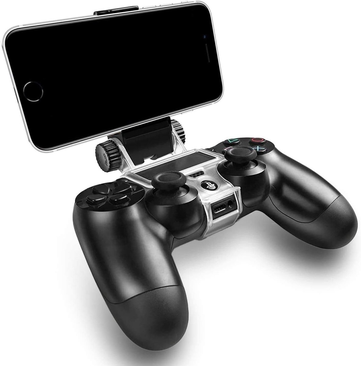 Thijox - Zwarte PS4 Controller Telefoon Standaard Houder - Verstelbare Klem Smart Clip voor Android Telefoons - Compatibel met Samsung Galaxy, HTC, LG