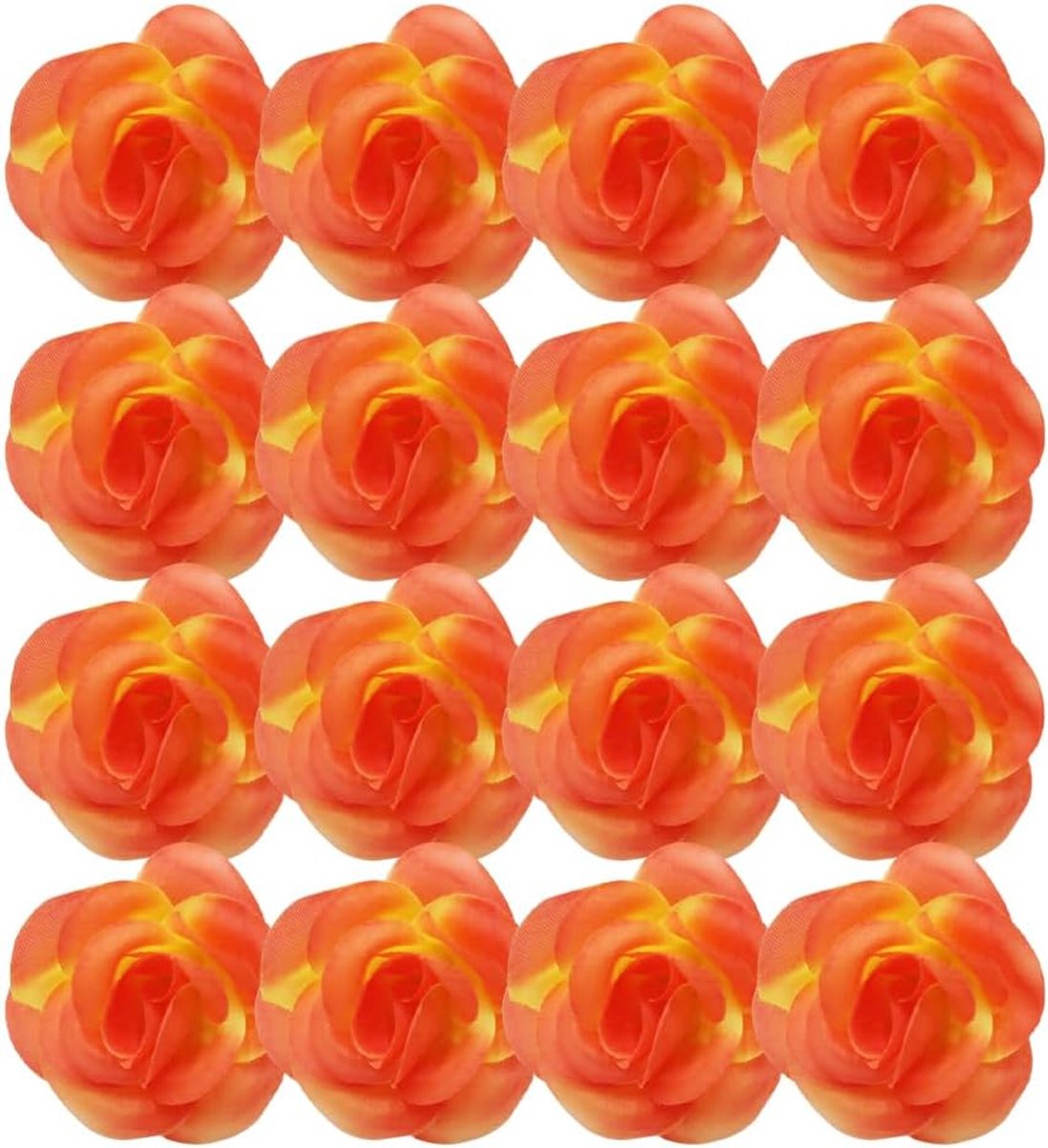 SnelShoppen - Pack van 50 Kunstbloemen Rozen Hoofden, Neppbloemen, Kunstbloemen voor Bruiloft Decoratie, Haarspelden Decoratie, Oranje-Rood