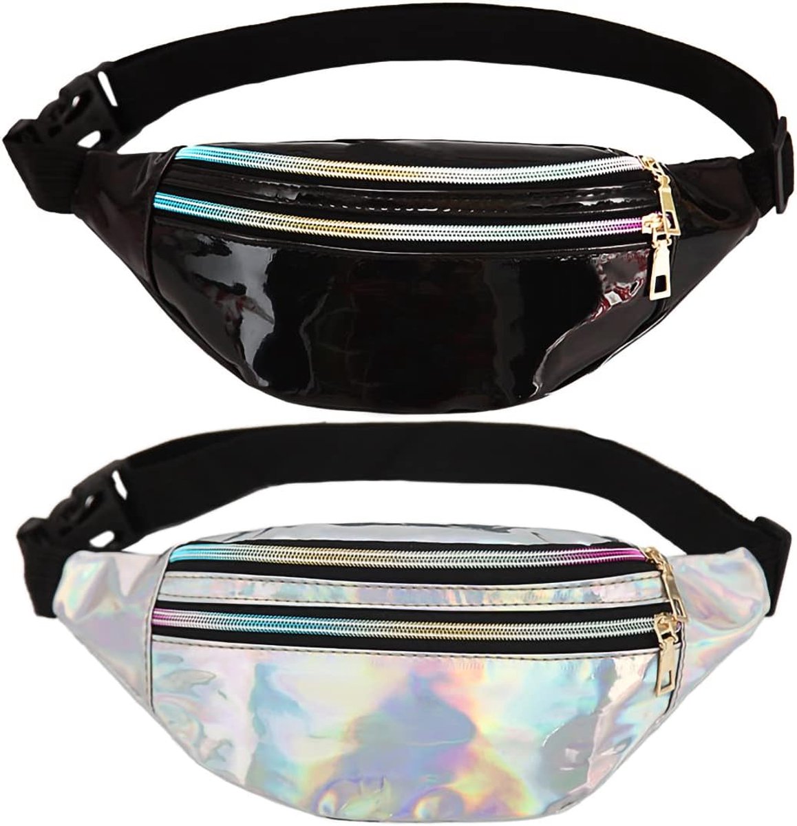 SnelShoppen - Metallic Kleur Sport Waterdichte Heuptas Neon Heuptas met Vakken en Verstelbare Band voor Vrouwen Mannen Kinderen Reizen Hardlopen Festi