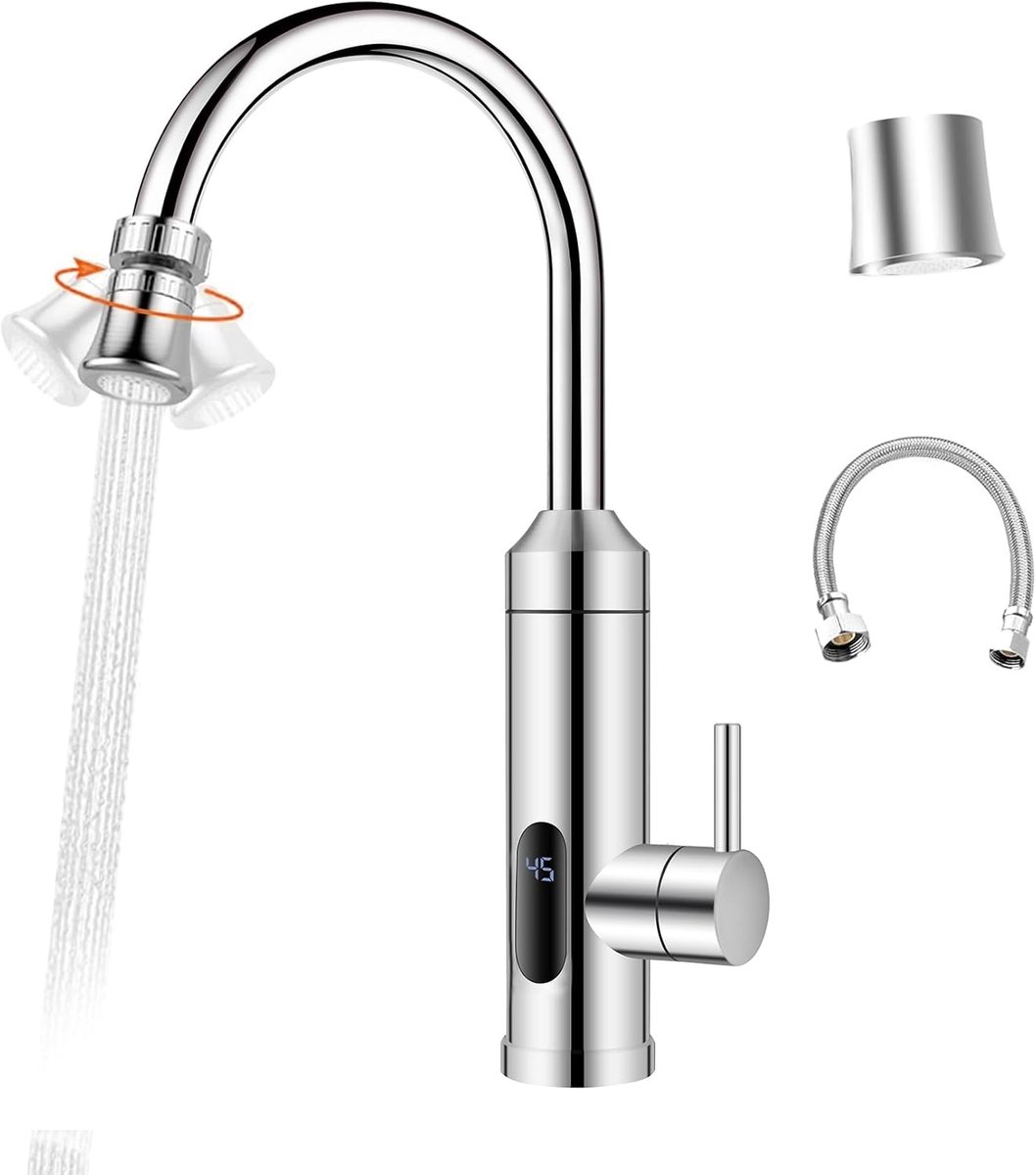 SnelShoppen - Elektrische Keukenkraan met Waterverwarmer, 230V, Ideaal voor Keuken, Badkamer, Tuin, Camping, Slimme Heater, Directe Warmwaterkraan