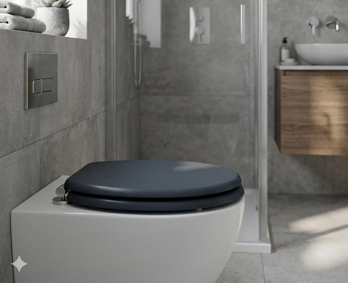 Toiletzitting Deksel - WC Bril - Badkamer Vernieuwen - Soft Close Scharnieren - 345 x 440 mm - Antraciet