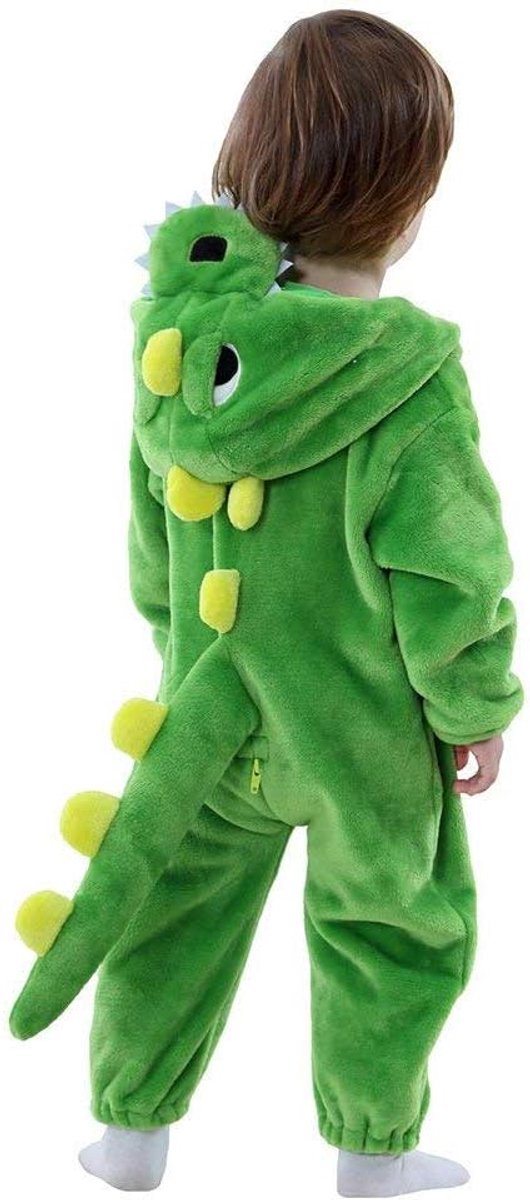 SnelShoppen - Baby Dinosaur Dragon Hooded Romper, Flanellen Jumpsuit voor Kinderen, Carnaval Kostuum voor Peuters, Grappige Dinosaurus Outfit voor Fee