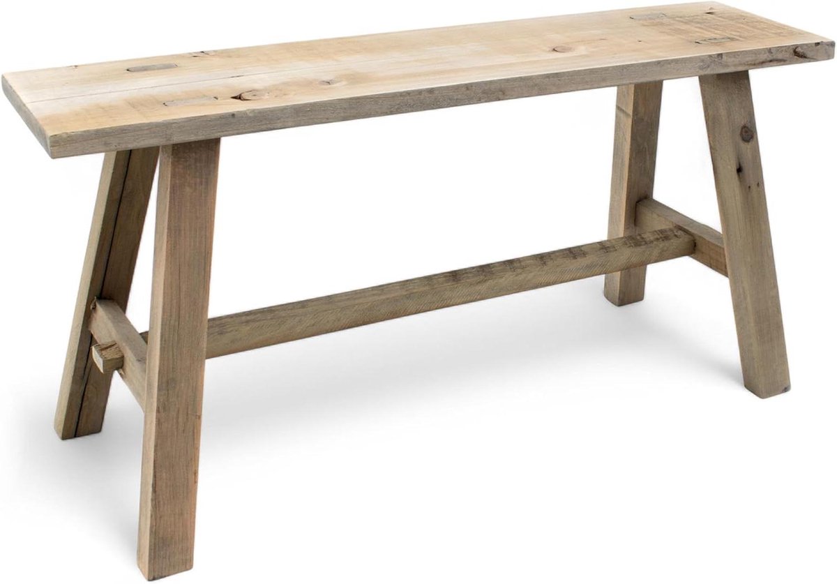 Houten decoratie bankje - Plantenstandaard - Planten presenteren - Rustieke uitstraling - 58x27x22 cm - Natuurlijk hout