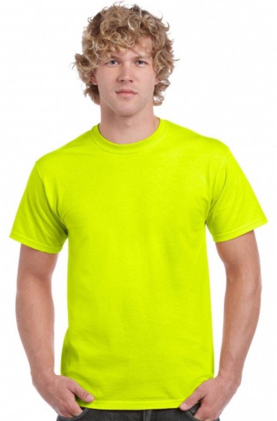 Neon fluor geel T-shirt - reflecterend - heren - katoen/polyester - normal fit M