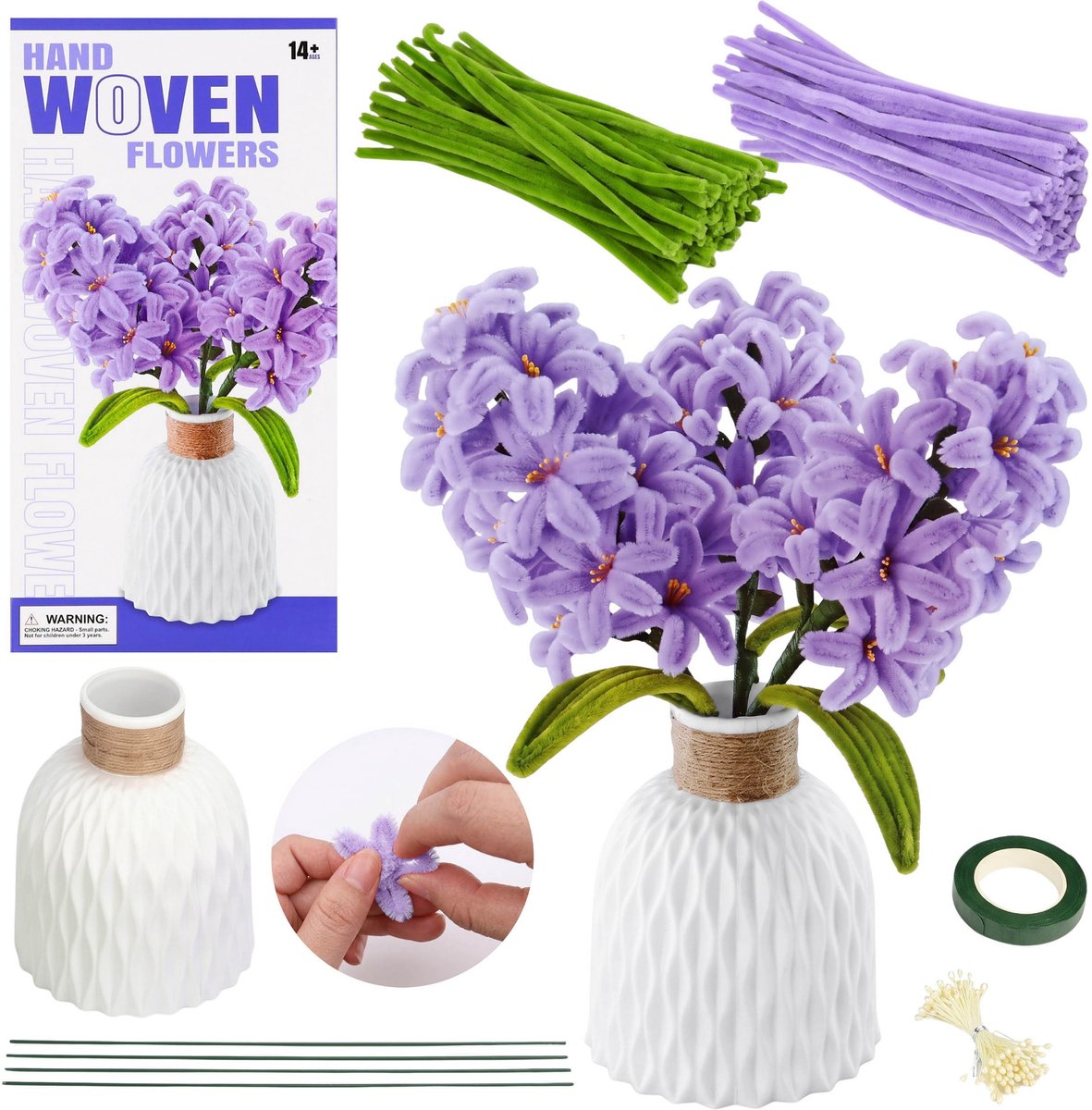 Draadjes om bloemen te maken, set om boeketten in een vaas te maken, DIY hyacint voor meisjes 14+