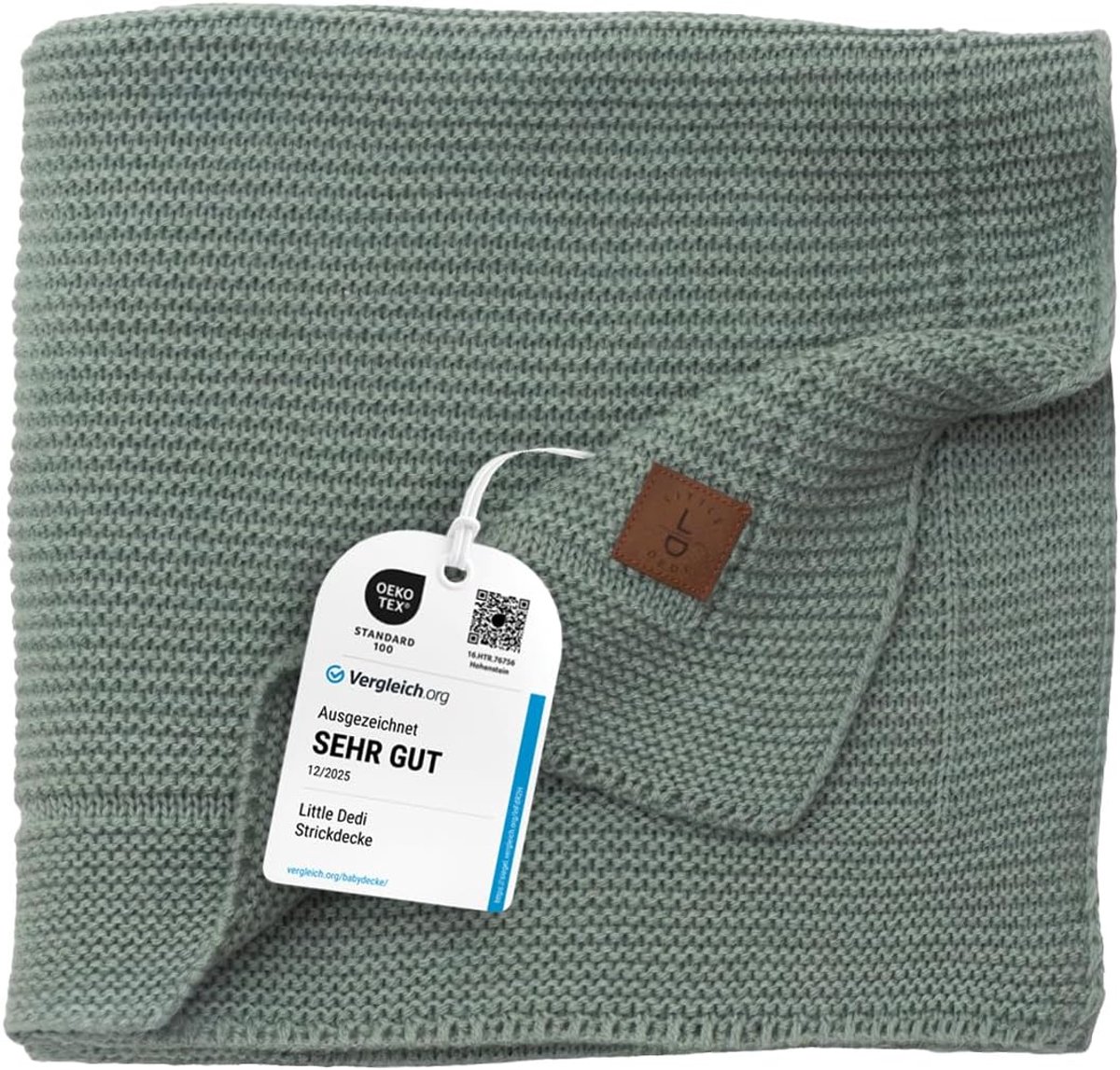 SnelShoppen - Alina Baby Soft Gebreide Dekentje 80 x 100 cm Groen, Ademend, Oeko-Tex Gecertificeerd, Lichtgewicht en Knuffelig voor Pasgeborenen en Pe