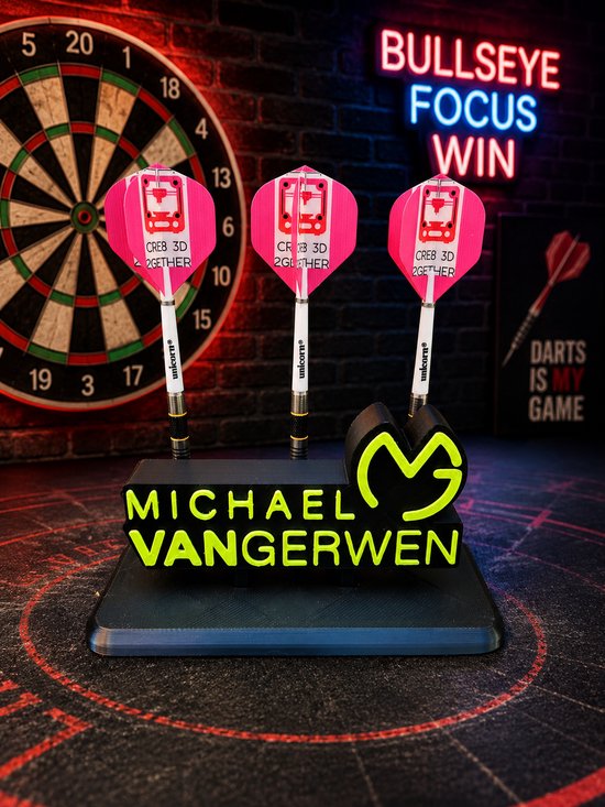 Dartshouder dartpijlen Michael Van Gerwen zwart van 3D — afbeelding 3