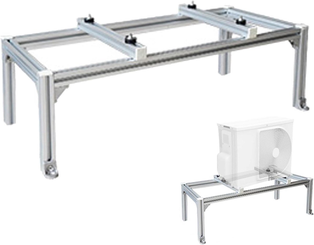 Bodemhouder Airco - Warmtepomp standaard - Apparaat Stabiliseren - Trillingsdempende Lagers - 75x40x18 cm - Aluminiumkleur