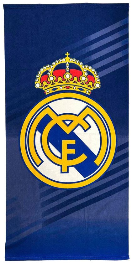 Real Madrid Strandlaken - Polyester Handdoek - 70 x 140 cm - Blauw - Officieel Gelicenseerd