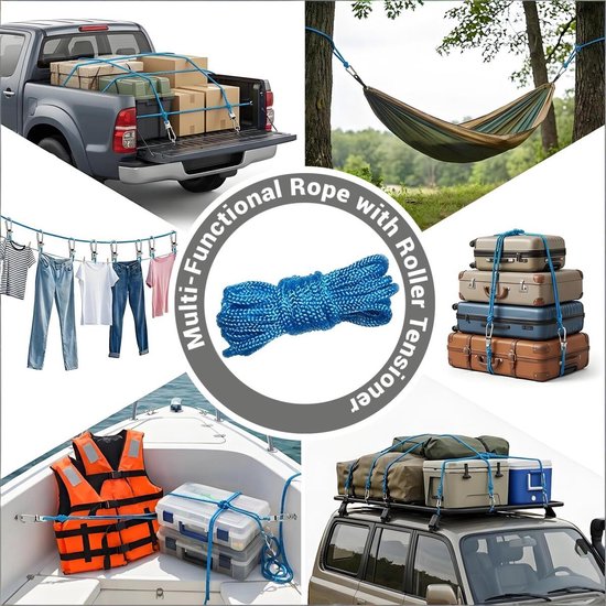 12-delige touwspanner met rollers - Touwratel - Robuuste paracord-spanner - 115 lbs - Ratel - Verstelbare ratel - Knooploos touwbevestigingsgereedschap - touw met roller spanner - gemakkelijk en stevig bundelen - voor tent, zeil en buitenuitrusting — afbeelding 5
