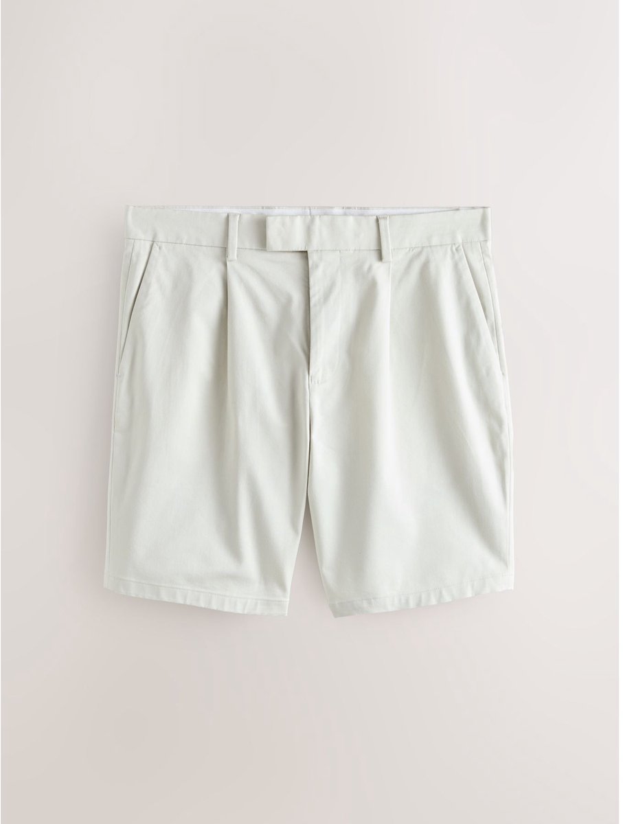 Next - Heren - Geplooide chinoshort - Crème