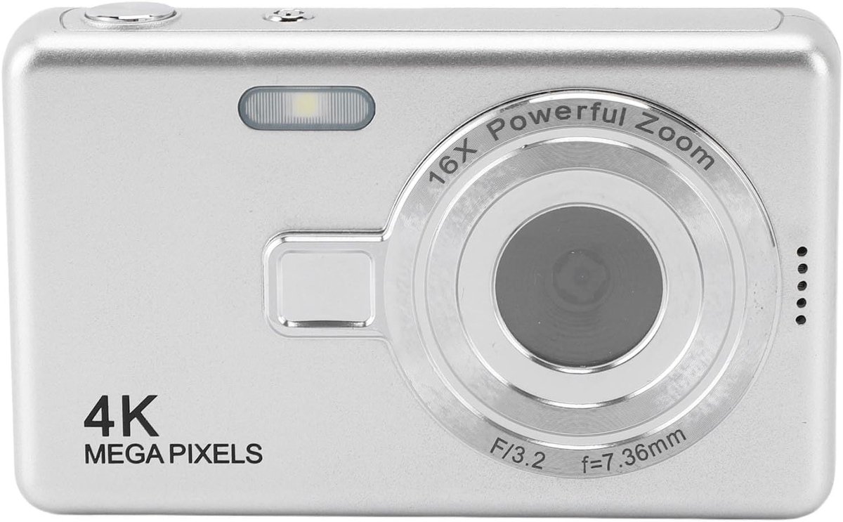 SnelShoppen - Digitale Camera 12MP 1080P Pocket Camera met 16X Zoom en Auto Focus voor Vlogs, Kinderen en Feesten (Zilver)