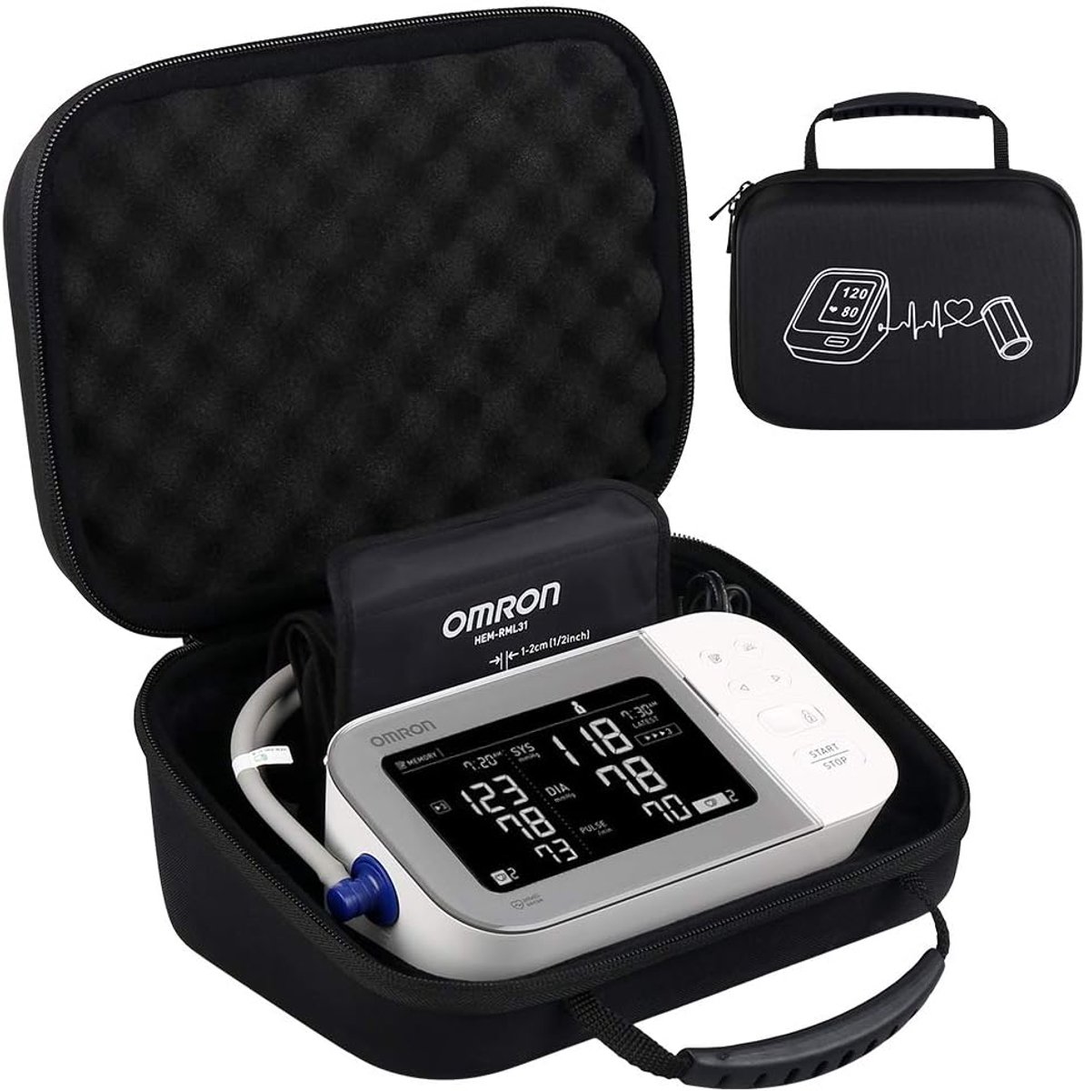 SnelShoppen - Premium Bluetooth Tensiometer Case - Semi-Waterdicht EVA Reistas - Bescherming voor Bloeddrukmeter - Zwart - Ideaal voor Reizen en Thuis