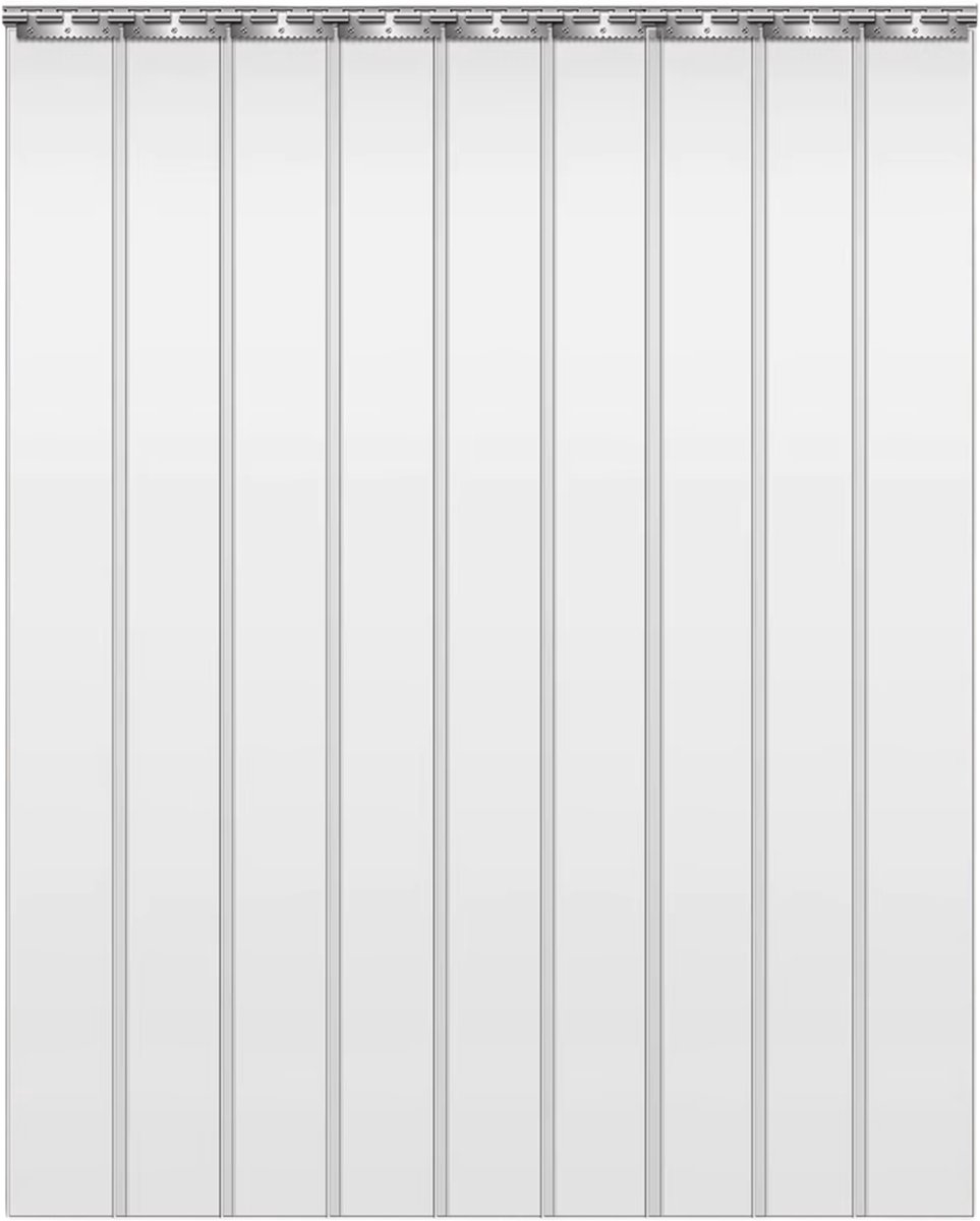 Happiq PVC Strip Curtain - 9 stuks, 121x213 cm per stuk, winddicht en thermisch isolerend strookgordijn - voor binnen- en buitengebruik Wit
